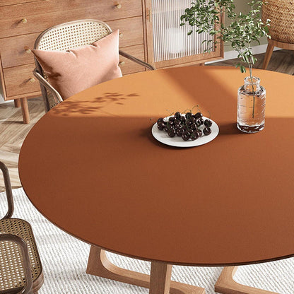 Runde PU Tischdecke wasserdicht braun 110cm - Schutzfolie