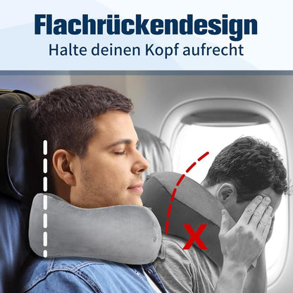 Reisekissen Memory Foam Nackenkissen Flugzeug Verstellbar Grau