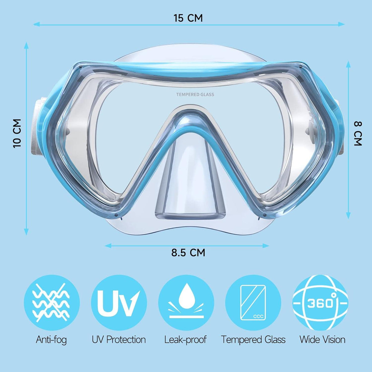Findway Taucherbrille Kinder 180°Panorama HD Anti Nebel 4-16