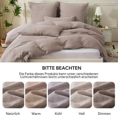 Doppelte Musselin Bettwäsche 220x240 Baumwolle 3tlg. Champagner Rosa