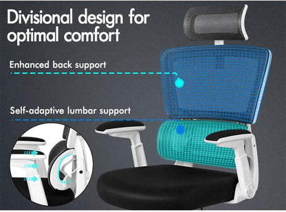 Ergonomischer Bürostuhl: Verstellbare Kopfstütze Armlehnen