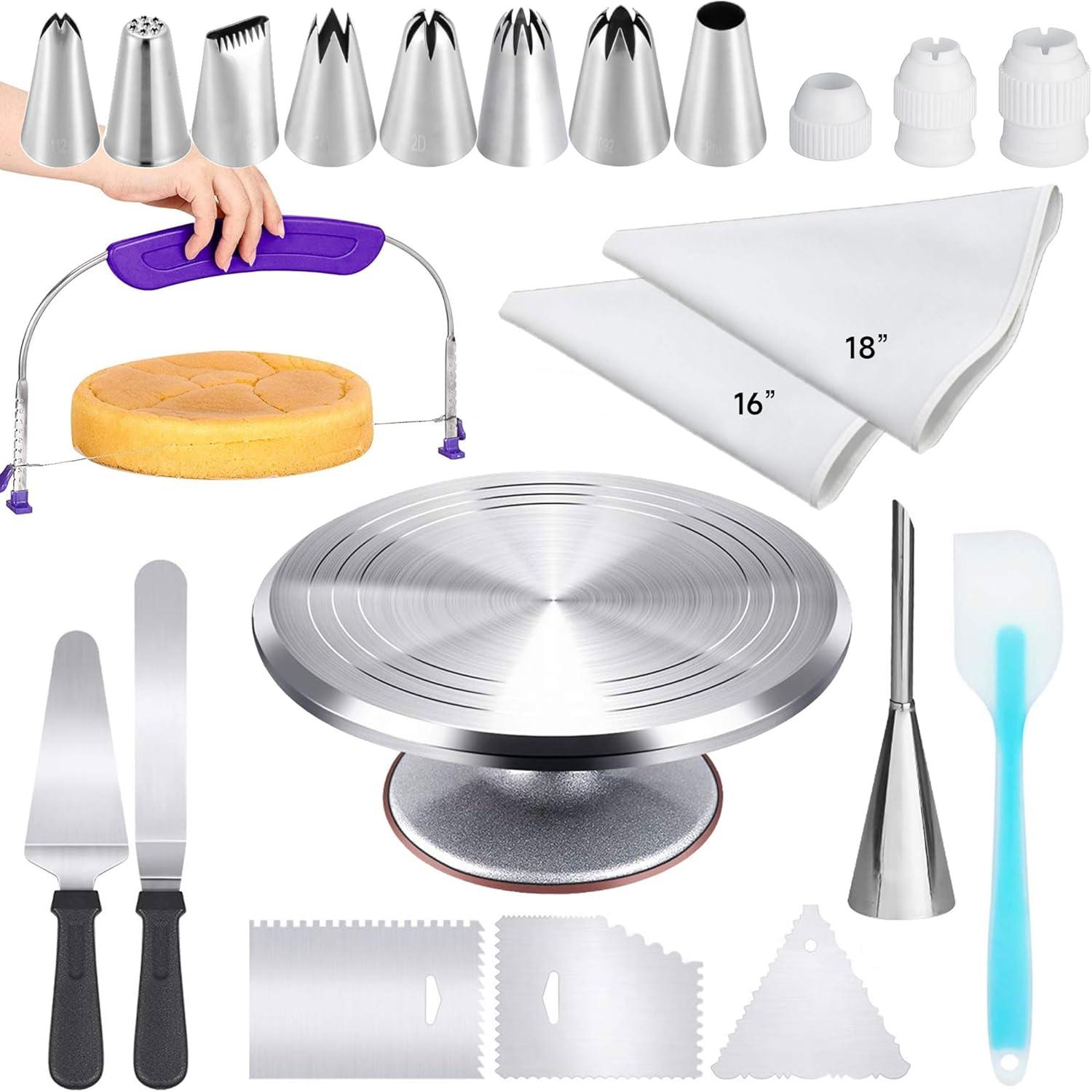 Premium Backzubehör Set Edelstahl Spritztüllen Tortenständer