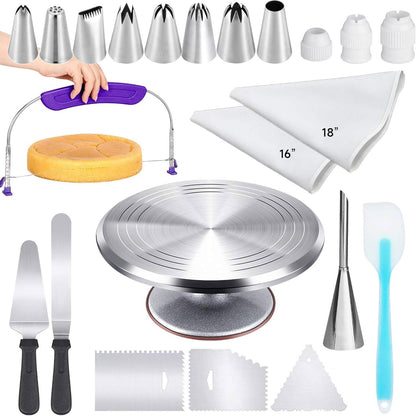 Premium Backzubehör Set Edelstahl Spritztüllen Tortenständer