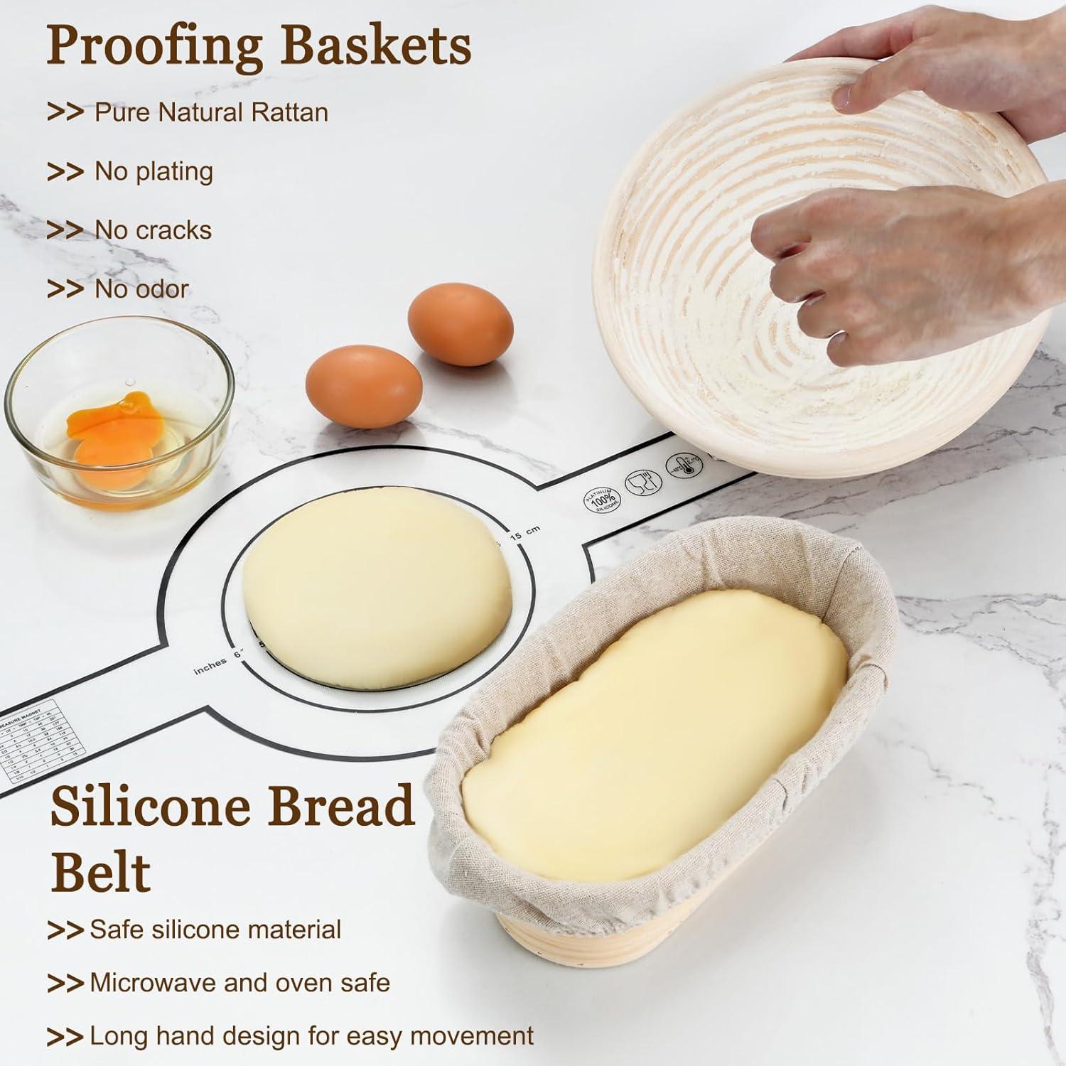 BEWOS Gärkörbchen-Set 9-teilig Brotbackzubehör oval rund