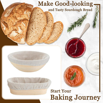 Gärkörbchen Brot Backen Set 9-teilig 25 Cm Oval 23 Cm Rund