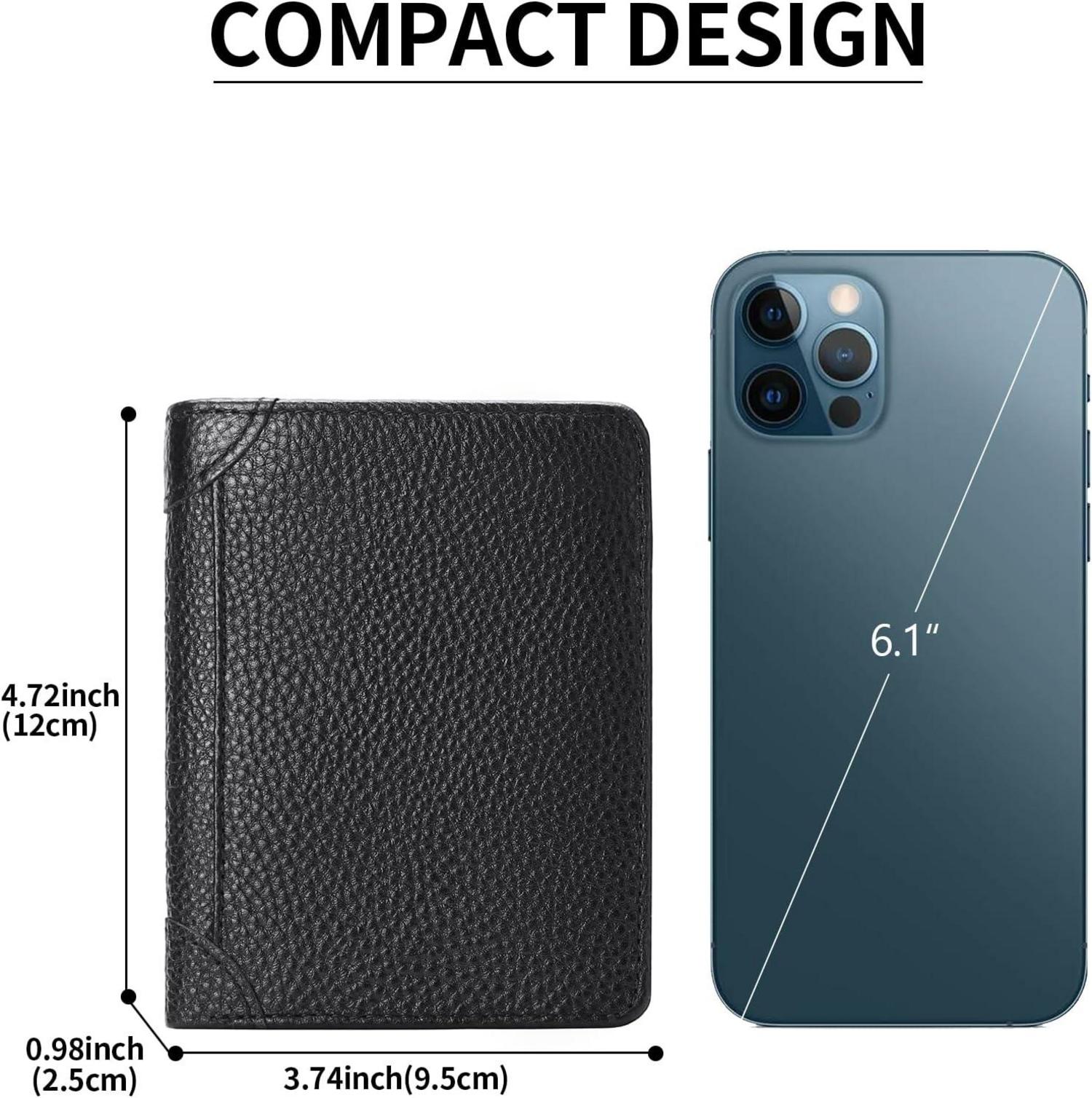Herren Geldbörse RFID Schutz Leder Slim Wallet Portemonnaie Schwarz