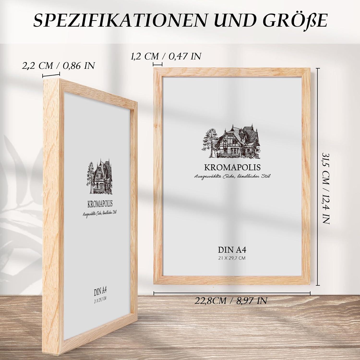 Kromapolis 2er Holz Bilderrahmen Set Din A4 Eiche Natur