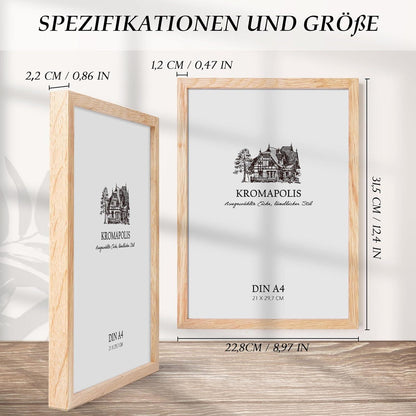 Kromapolis 2er Holz Bilderrahmen Set Din A4 Eiche Natur