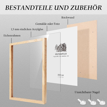 Kromapolis 2er Bilderrahmen Set Eiche A4 Holzrahmen 21x29,7cm