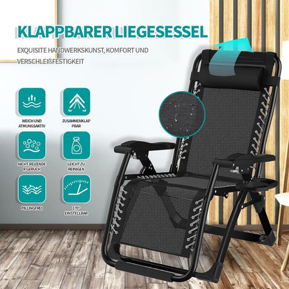 Klappbarer Gartenliege Ergonomisch Stabil, 240kg Belastbar