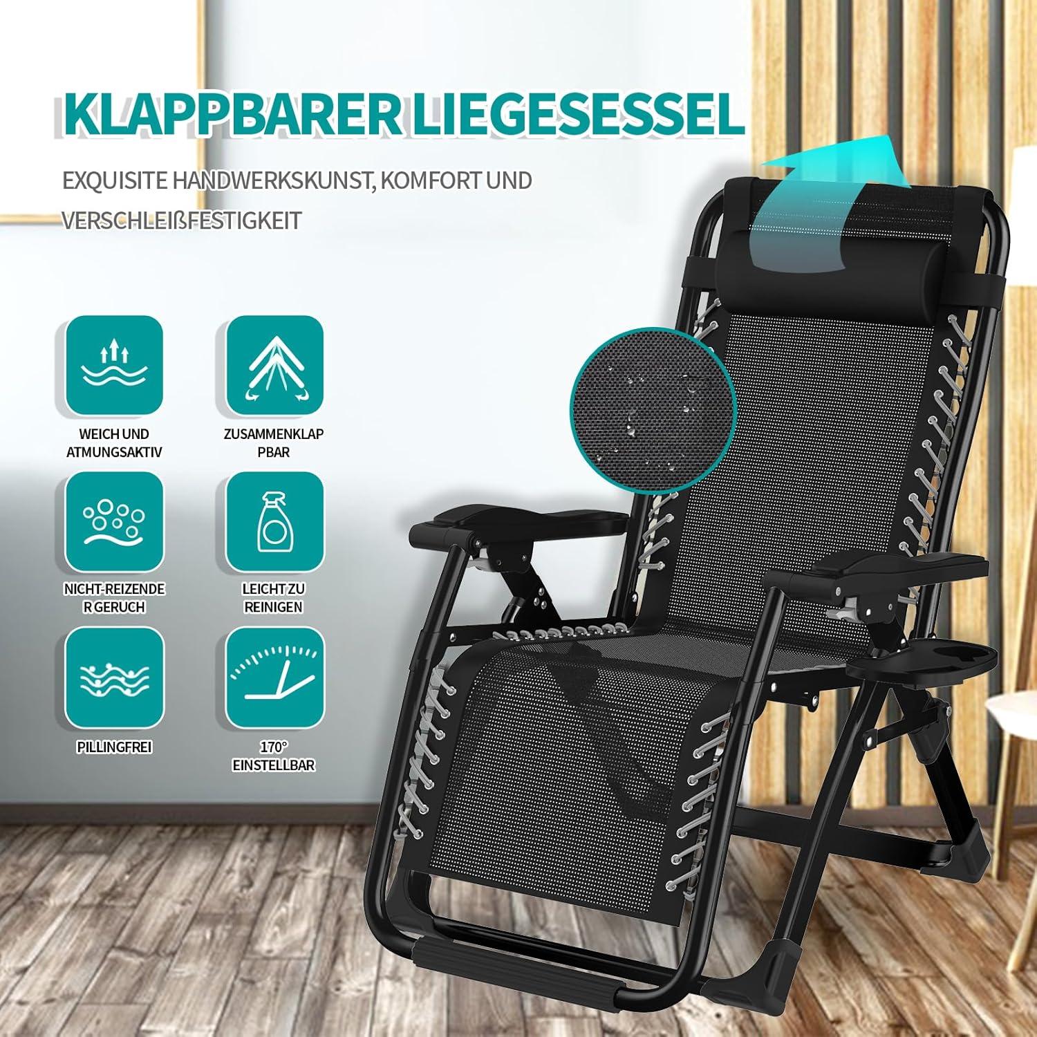 Klappbare Sonnenliege Garten Relaxliege Belastbar 240kg Verstellbar