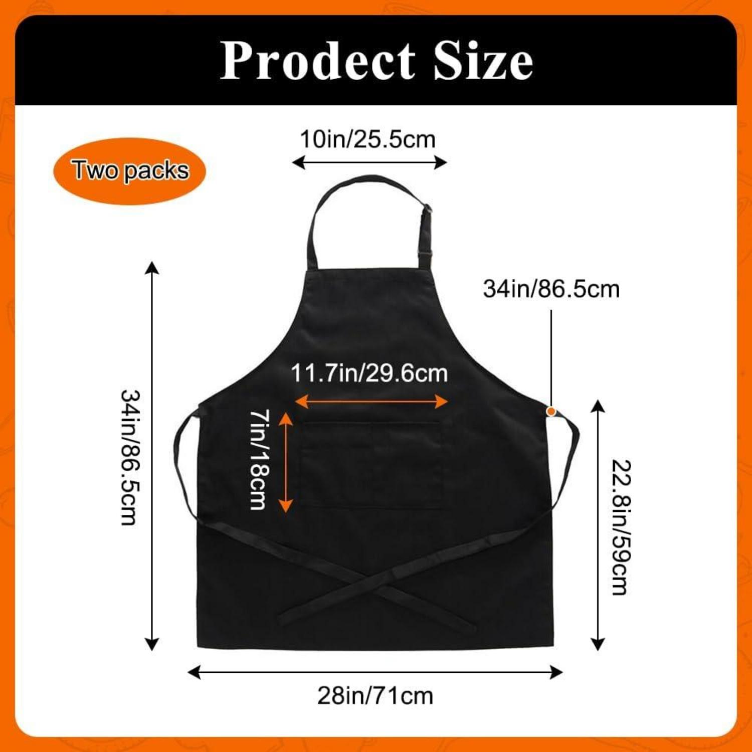 Schwarze Verstellbare Küchenschürze mit 2 Taschen, Kochschürze für Küche, Restaurant & Hausarbeit