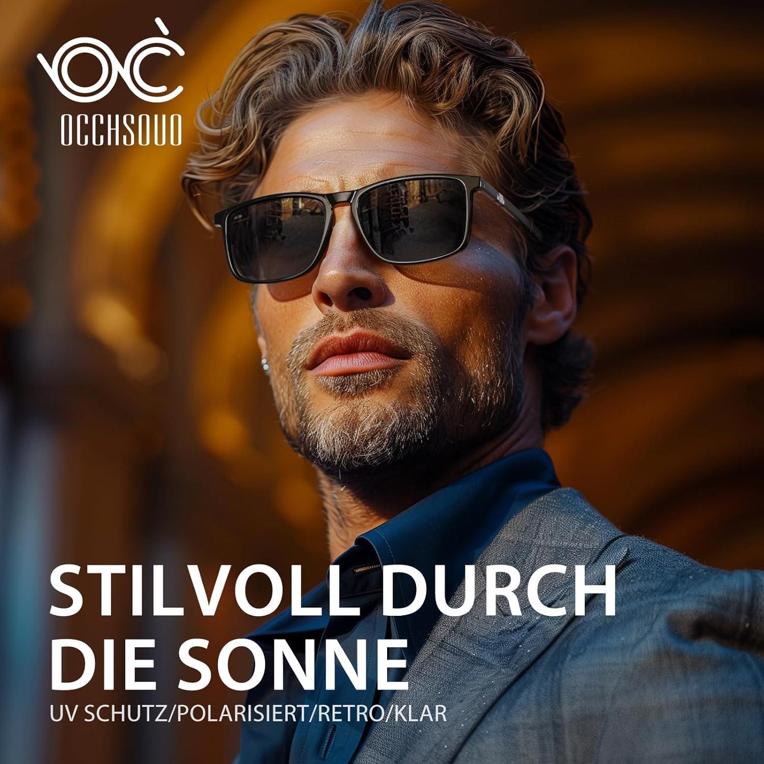 Polarisierte Sonnenbrille Herren Damen UV400 TR90 Schwarz Retro Sport