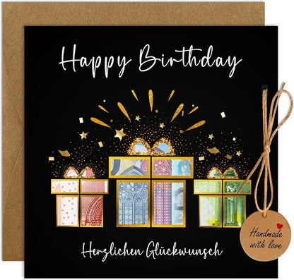 Geldgeschenke Geburtstag Verpackung mit Geburtstagskarte Umschlägen