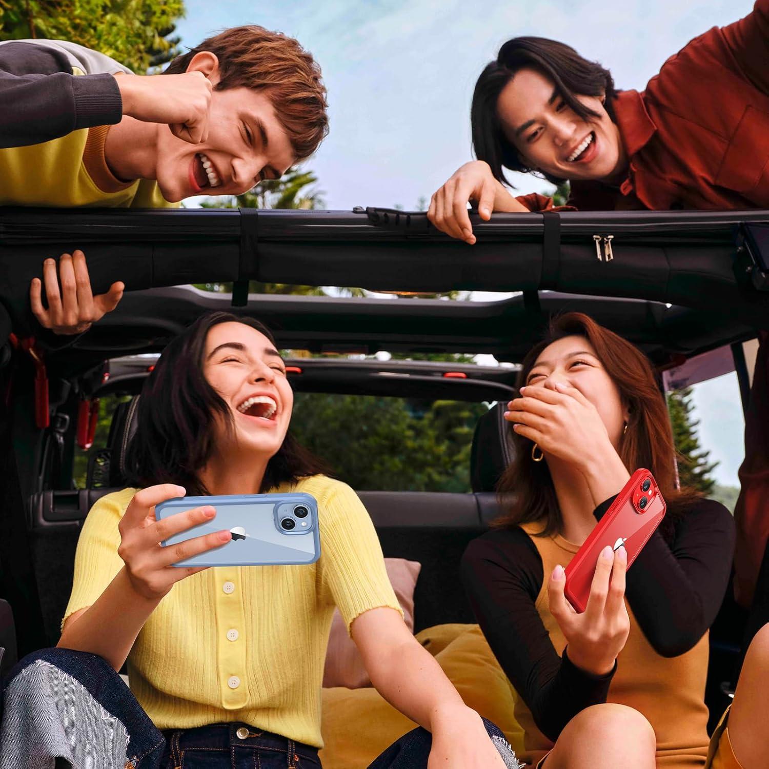 Kmofizle iPhone 14 Hülle 360 Grad Fullbody Stoßfest Blau
