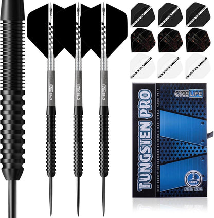 Professionelles Tungsten Darts Set mit 3 Schäften & 9 Flights