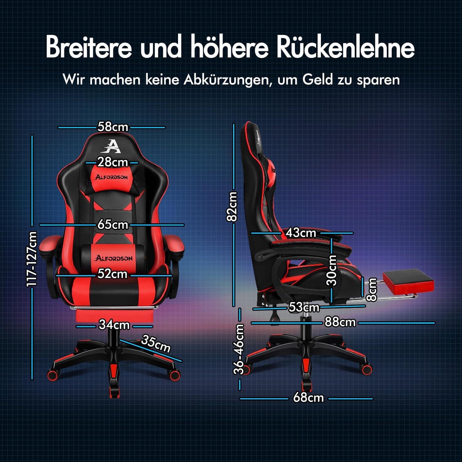 Ergonomischer Bürostuhl mit Massage-Lendenkissen, Rot