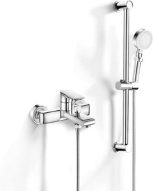 Moderne Badewannenarmatur mit Duschset und 5-Funktions-Handbrause