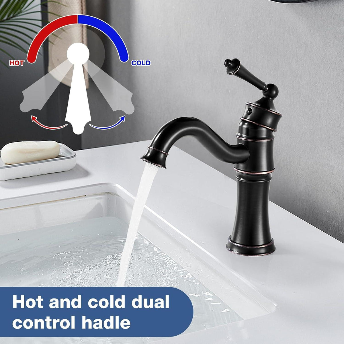 Jacurley Wasserhahn Antik Schwarz - Hochwertige Waschtischarmatur für das Badezimmer