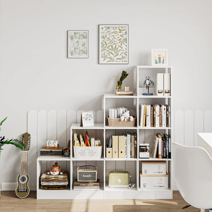 Bücherregal 10-Würfel Weiß – Verstellbar & Modular für Wohnzimmer