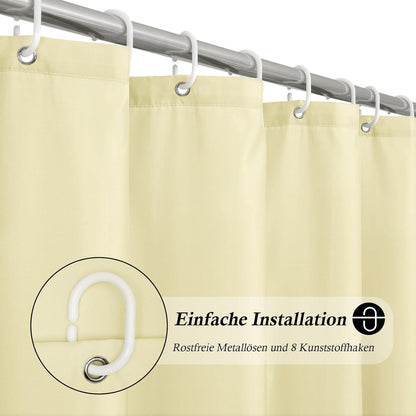 Duschvorhang Beige 120x200cm Polyester wasserdicht 8 Ringe