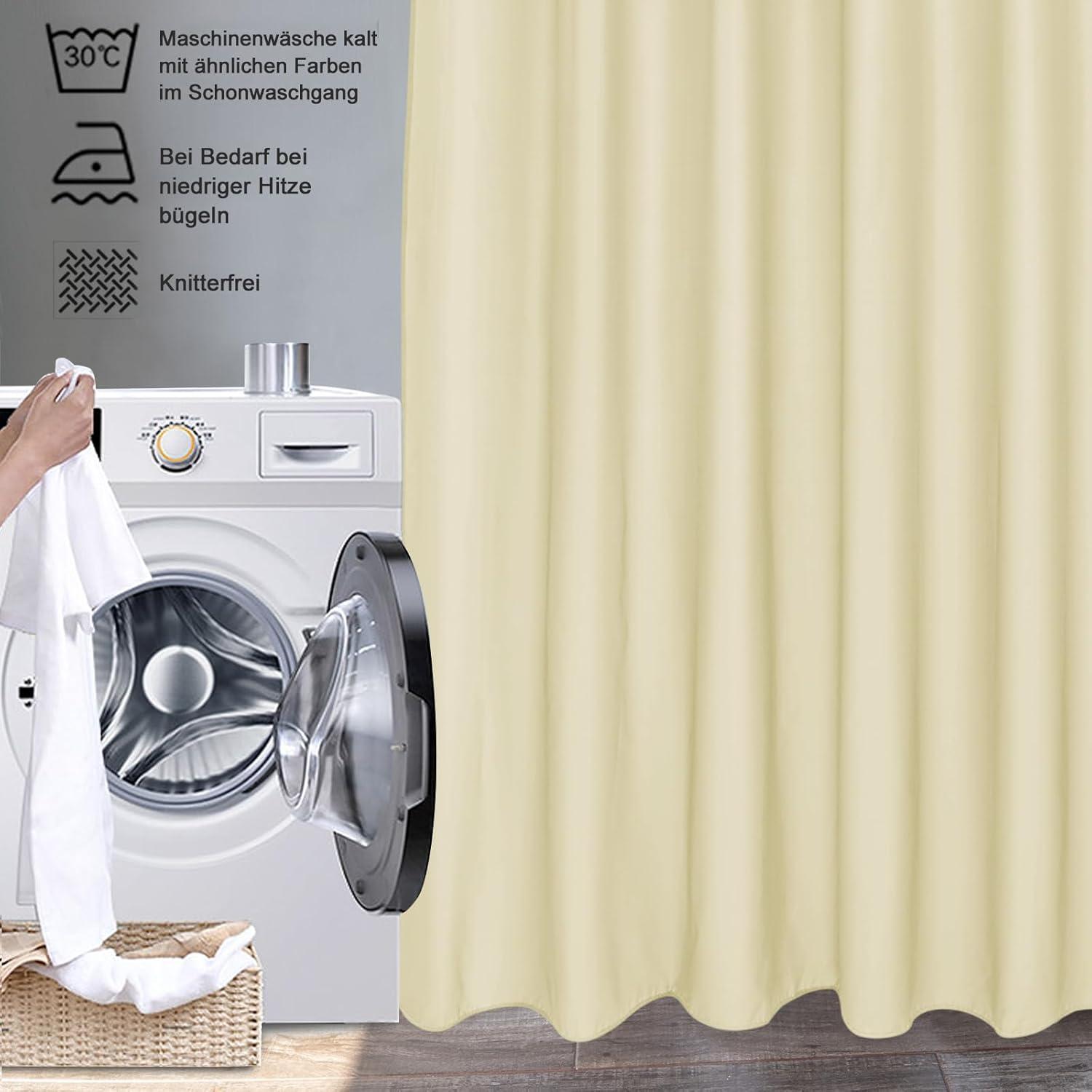 Duschvorhang Beige 120x200 cm Textile Polyester Wasserdicht Handtuch