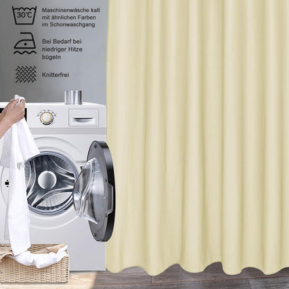 Duschvorhang Beige 120x200 cm Textile Polyester Wasserdicht Handtuch