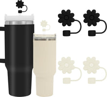 Stroh-Abdeckkappen 4er Set niedliche Blumen Silikon Stanley Becher