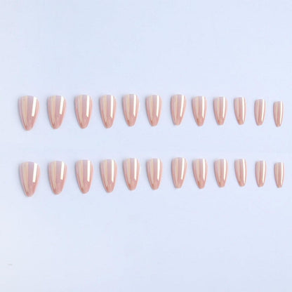 24 Stück Chrome Mandel Nägel Zum Aufkleben, Oval, Fake Nails