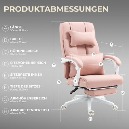 Ergonomischer Chefsessel Bürostuhl mit Fußstütze und verstellbaren