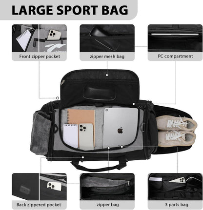Tolaccea Erweiterbare Reisetasche 54L-72L Weekender Grau-a1