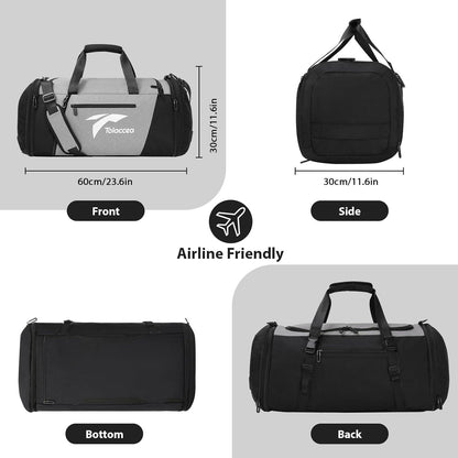 Erweiterbare Reisetasche 72L Weekender mit Schuhfach Grau 80x30x30cm