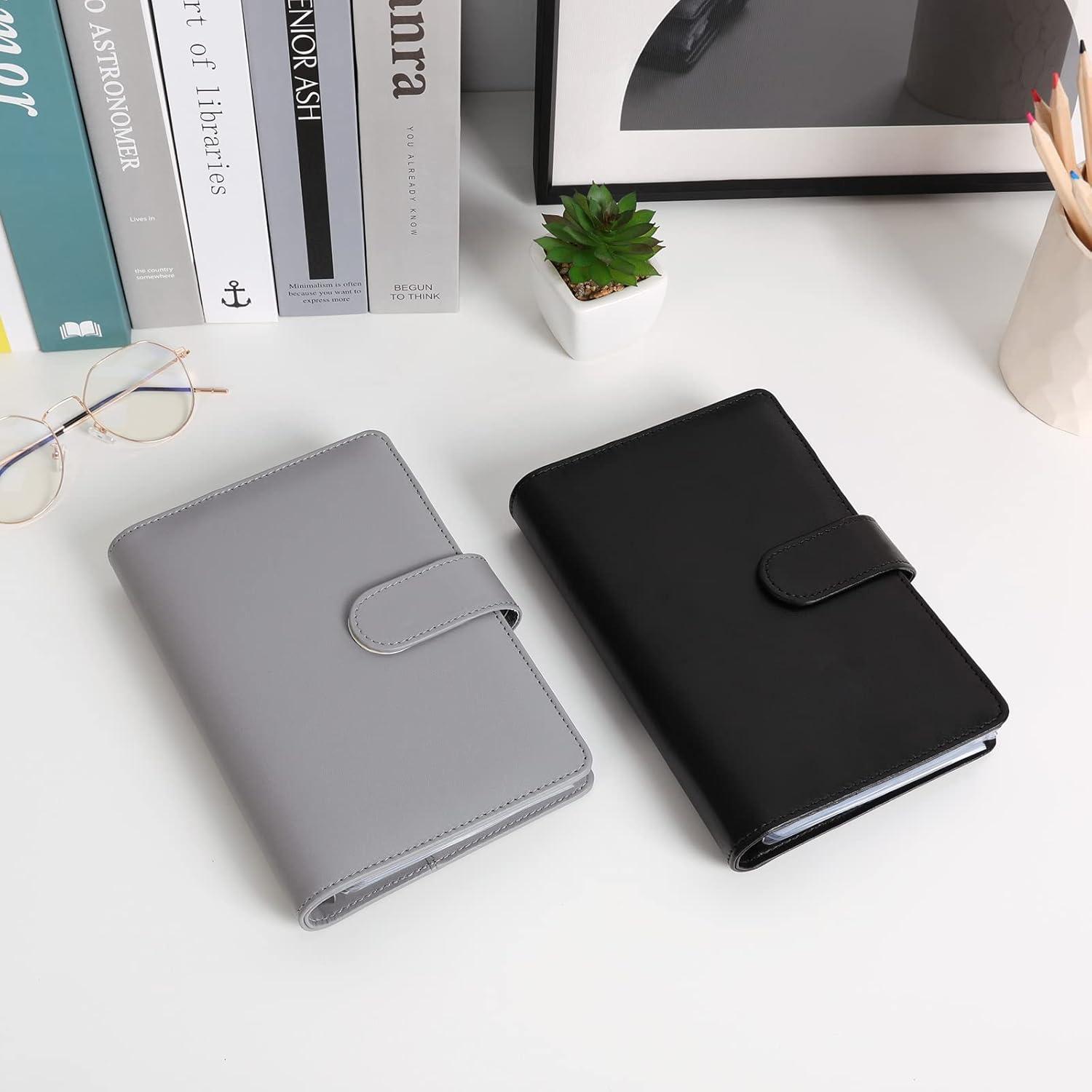 Budget Planner A6 Geldumschläge Kunstleder Geld Organizer Schwarz