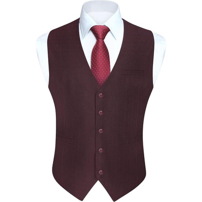 Herren Anzugweste Baumwolle V-Ausschnitt Bordeaux XS-4XL