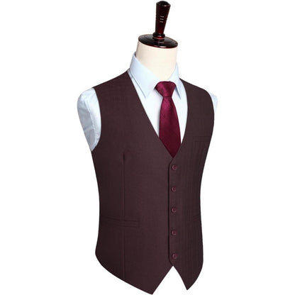 Herren Anzugweste Baumwolle V-Ausschnitt Bordeaux XS-4XL