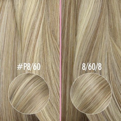 Echthaar Haarverlängerung Hellbraun mit Platinblond, 40cm