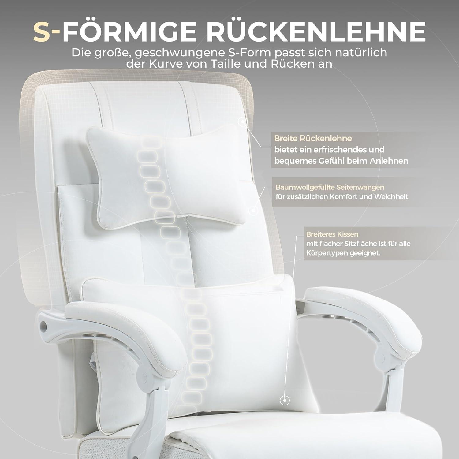 Dowinx Chefsessel Bürostuhl Ergonomisch mit Fußstütze