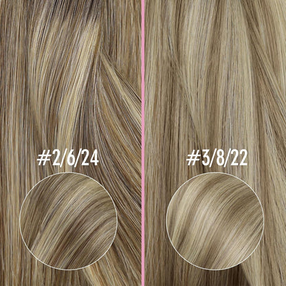 Echthaar Nanoring Extensions Braun Balayage Blond 35cm
