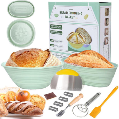 Sauerteig-Gärkorb mit Silikon-Set und Backwerkzeugen