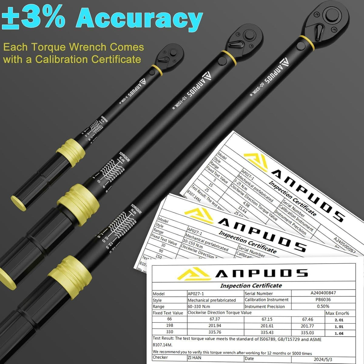 Drehmomentschlüssel Set 5-teilig 1/4" 3/8" 1/2" 3-330Nm Fahrrad Auto LKW
