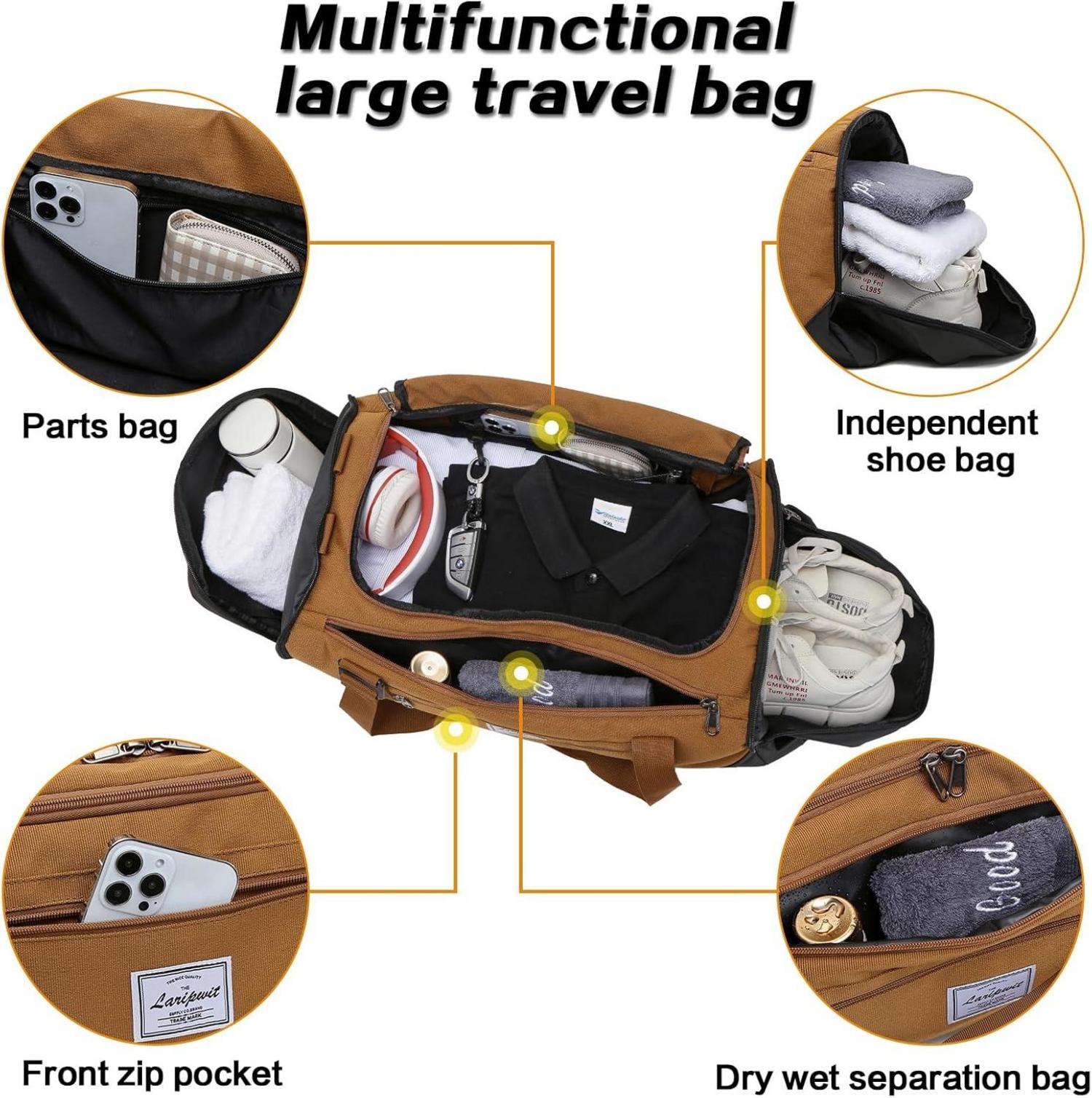 Laripwit 40L Reisetasche Herren Sporttasche mit Schuh- und Nassfach