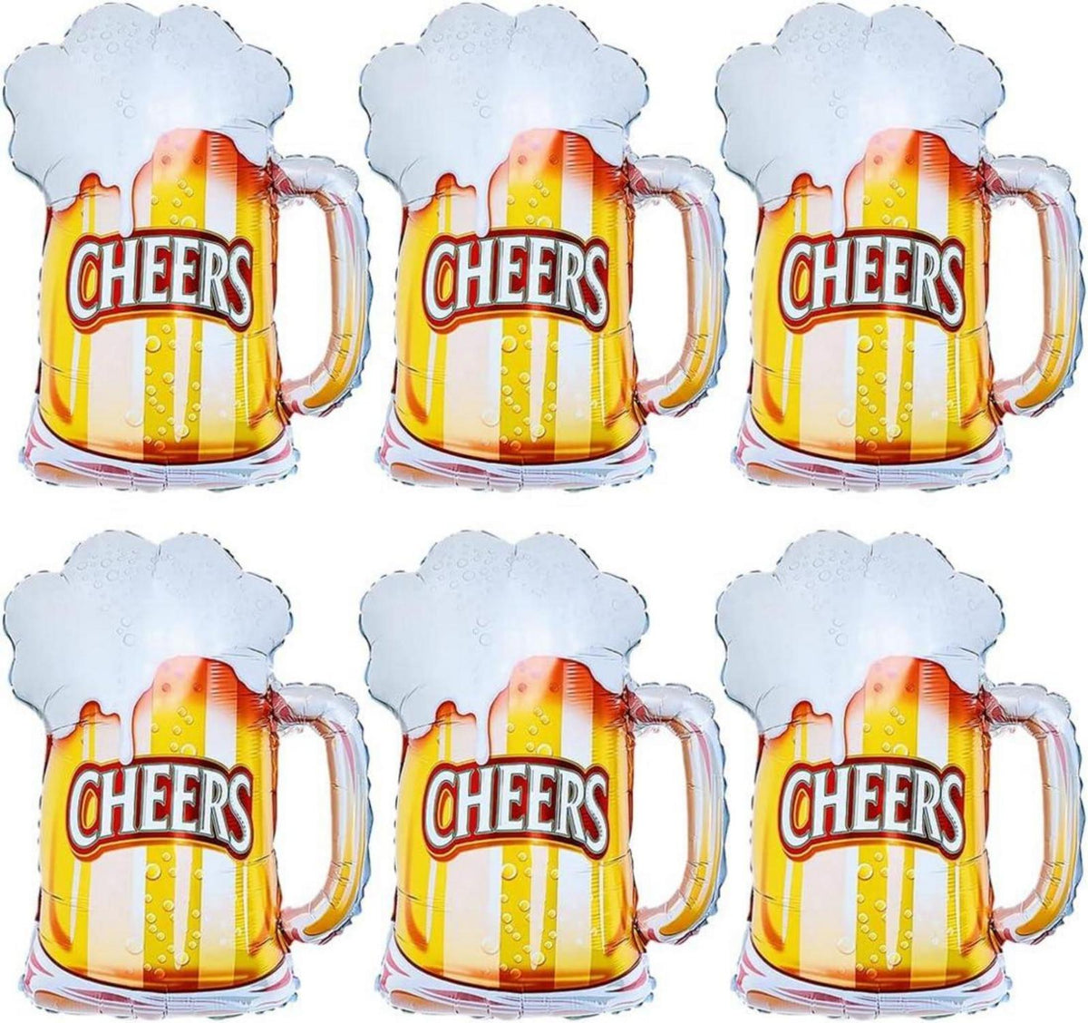 6er Set Bier Luftballons Bierglas Heliumballon Folienballons