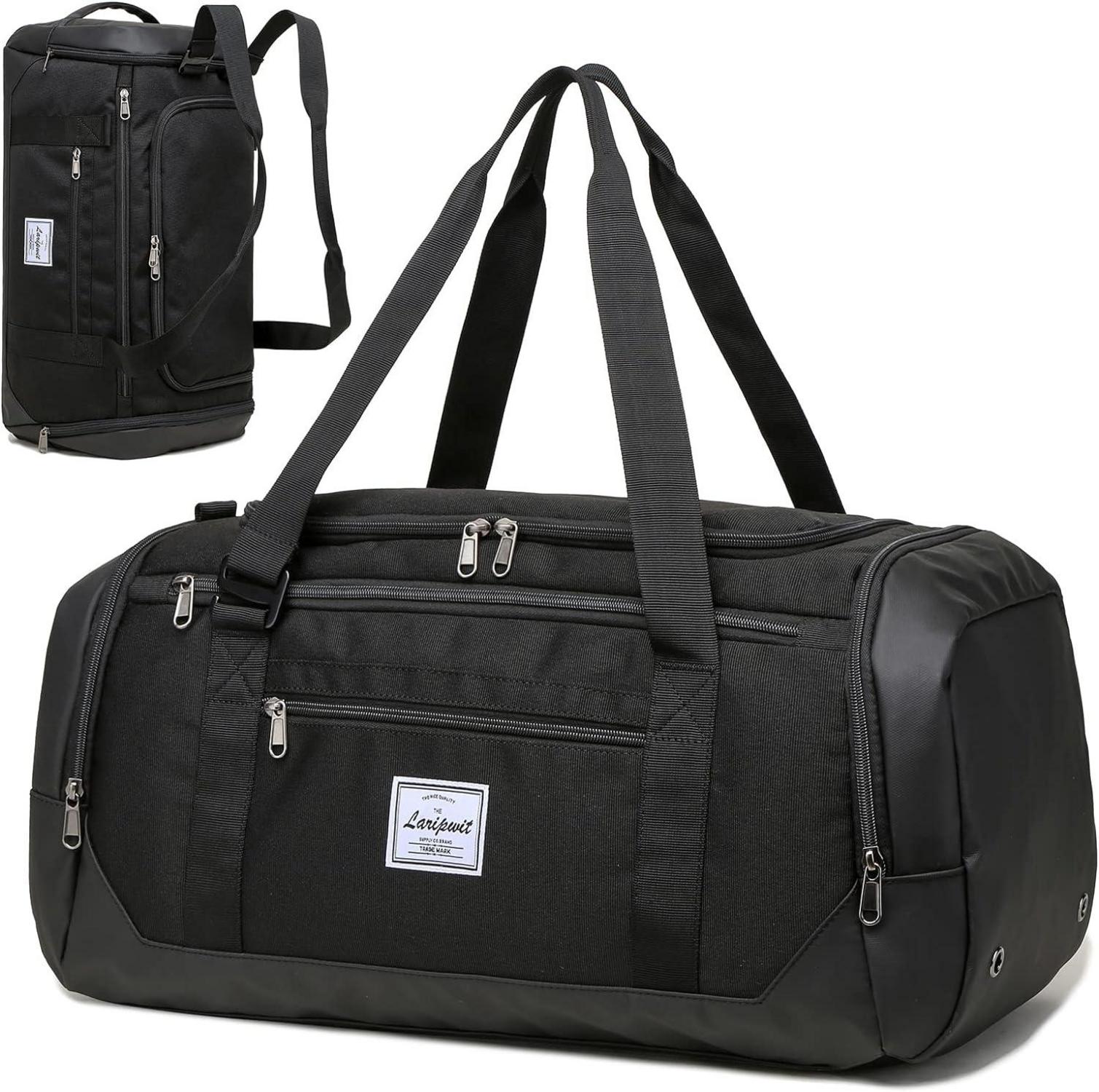 Sporttasche 40L mit Schuh- und Nassfach für Reisen Schwarz