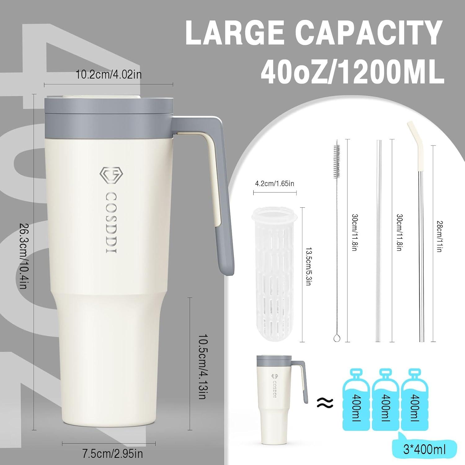 Thermobecher 40oz mit Strohhalm und Griff 1180ml Becher Autobecher