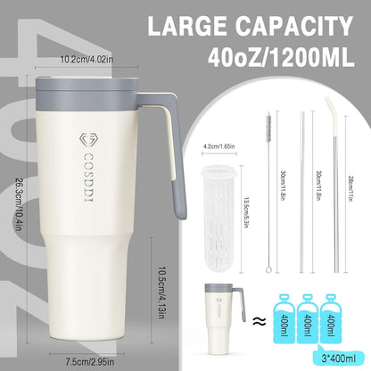Thermobecher 40oz mit Strohhalm und Griff 1180ml Becher Autobecher