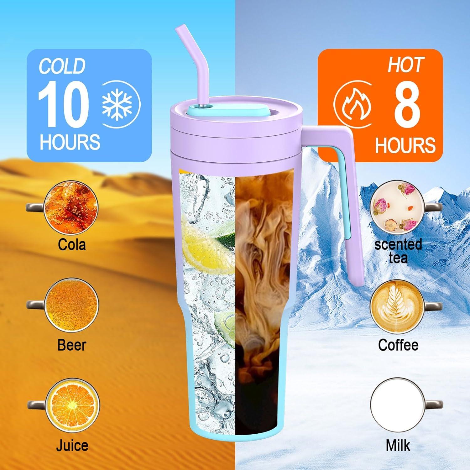 CS COSDDI Thermobecher 40oz mit Strohhalm und Griff