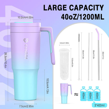 Thermobecher mit Strohhalm 40oz Doppelwandiger Edelstahl PurpleBlue