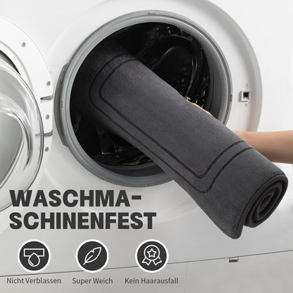 3-teiliges Badezimmerteppich Set Dunkelgrau – Weich & Rutschfest