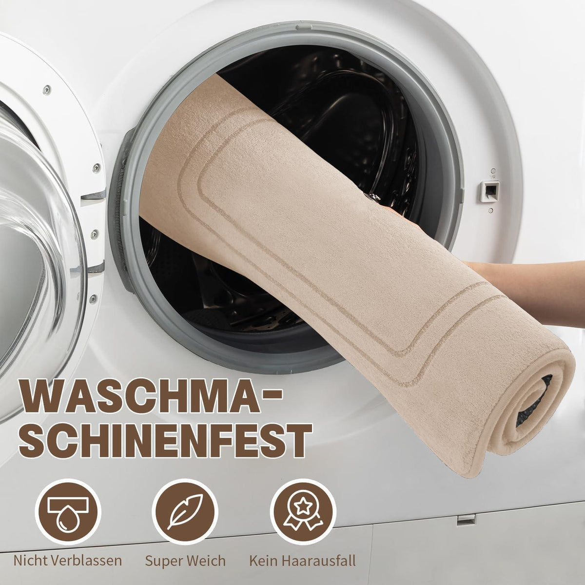 5-teiliges Badezimmerteppich Set Beige – Weiche Memory Foam