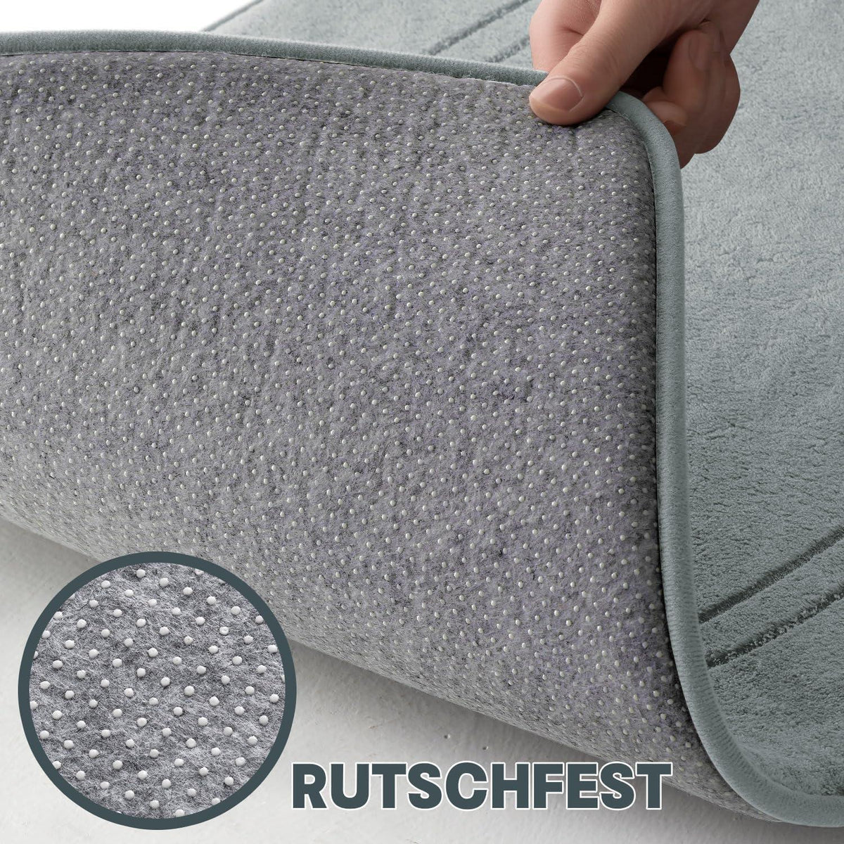 5-teiliges Badezimmerteppich Set Grau – Weiche Memory Foam Matten